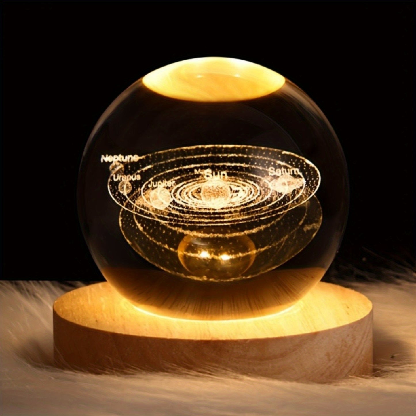 Lampe boule en verre cristal – Lumière de nuit galaxie système solaire Jupiter
