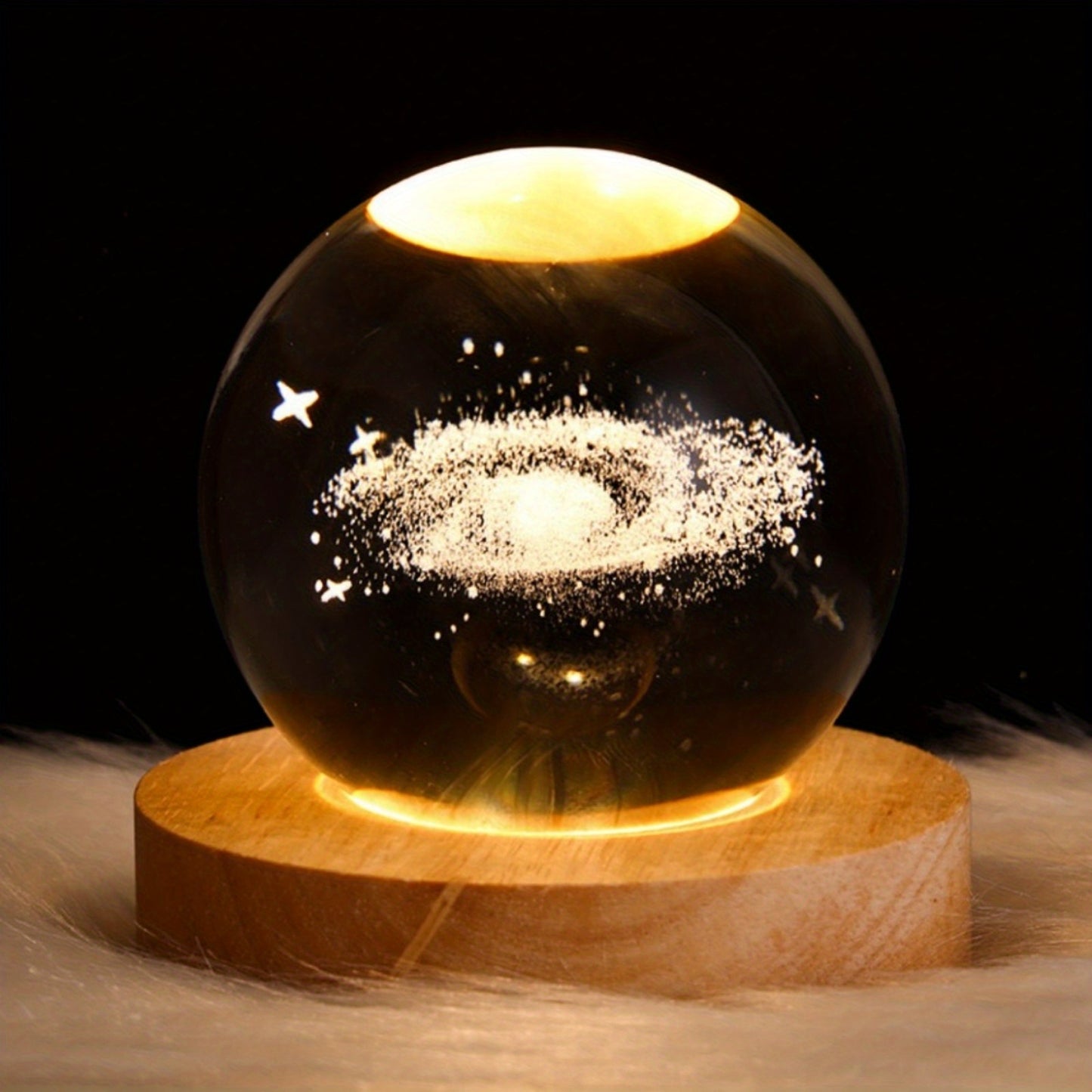 Lampe boule en verre cristal – Lumière de nuit galaxie système solaire Jupiter