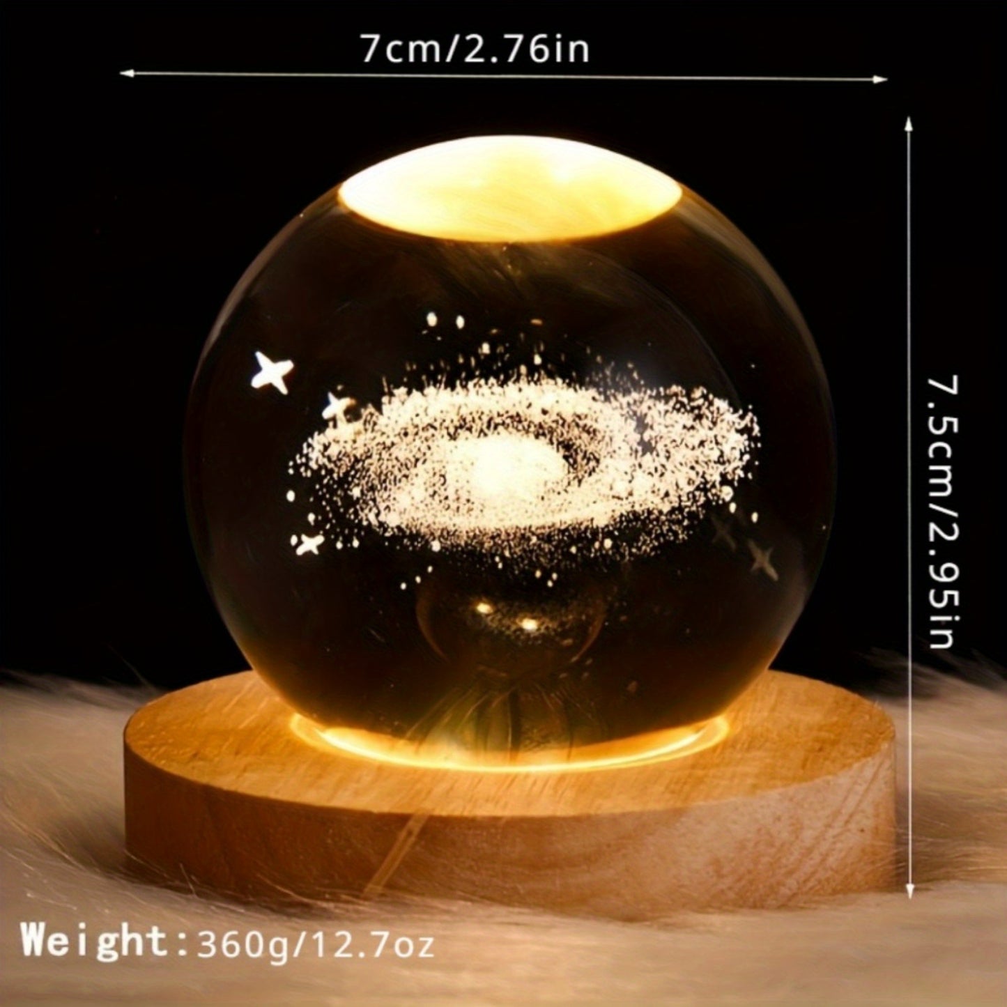 Lampe boule en verre cristal – Lumière de nuit galaxie système solaire Jupiter