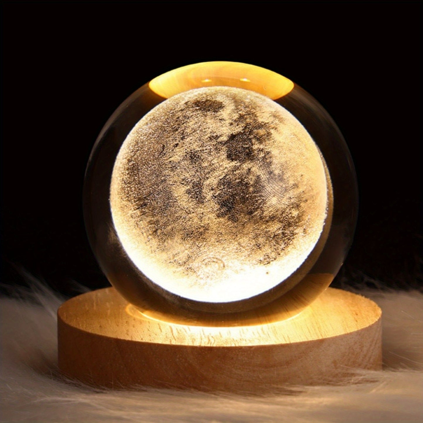 Lampe boule en verre cristal – Lumière de nuit galaxie système solaire Jupiter