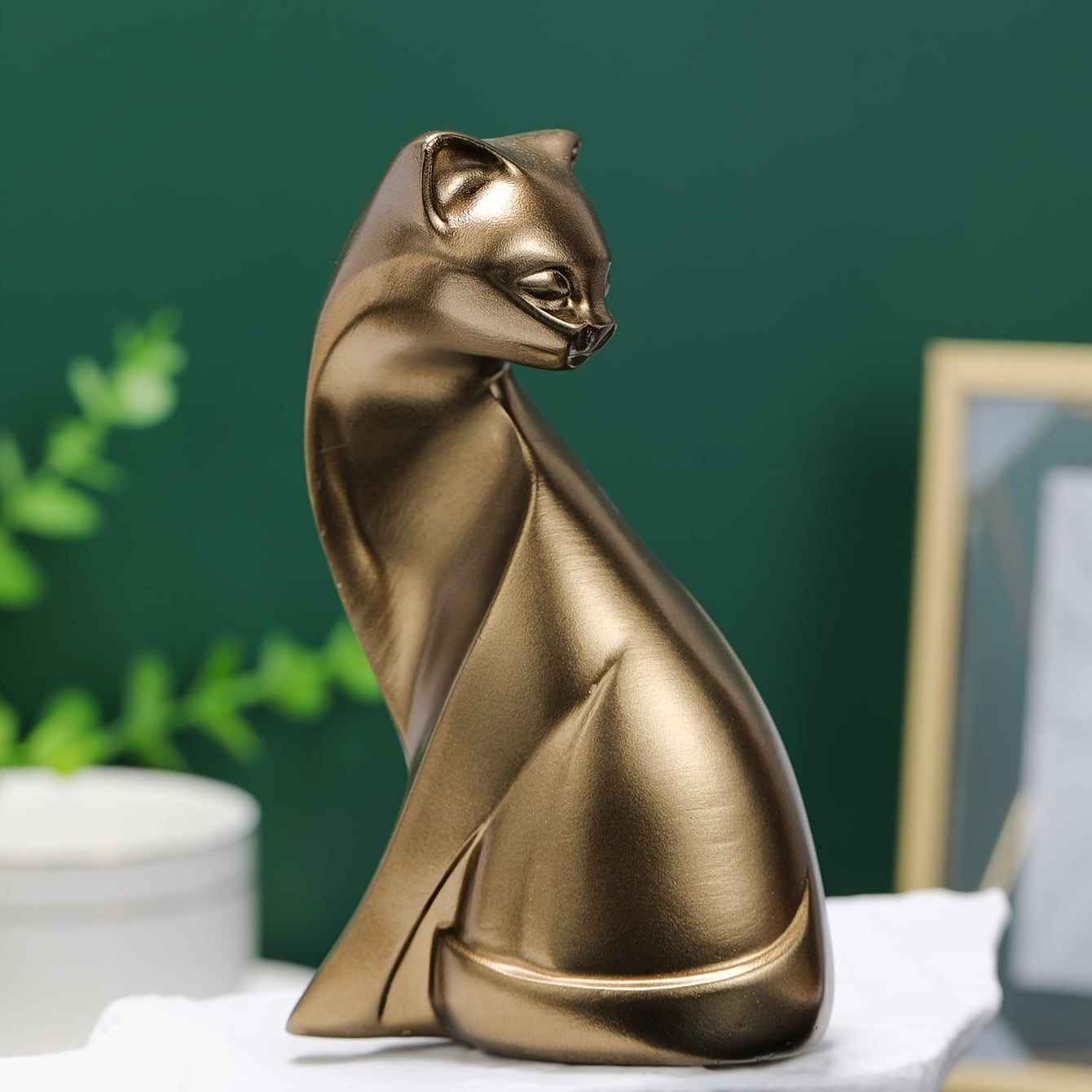 Décoration Chat en Résine Bronze