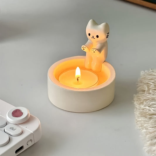 Porte-Bougie Chaton en Céramique
