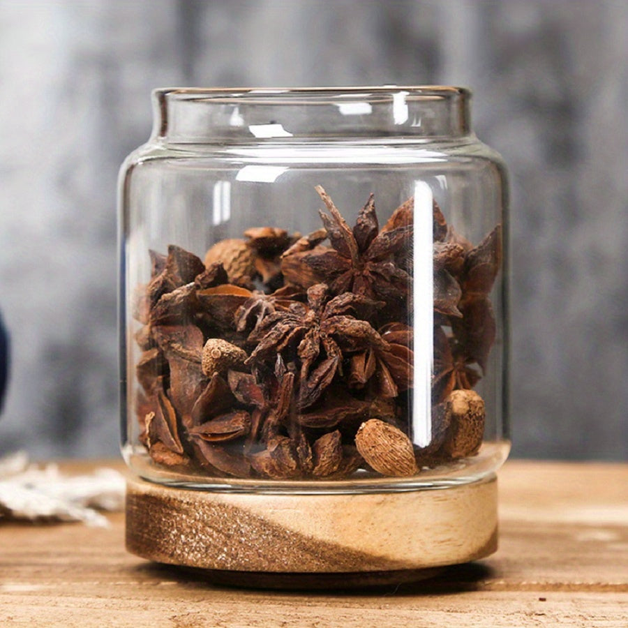 Bocaux de rangement en verre avec couvercle en bambou