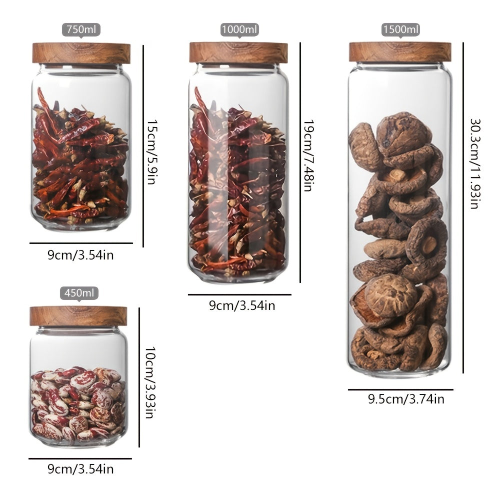 Bocaux de rangement en verre avec couvercle en bambou