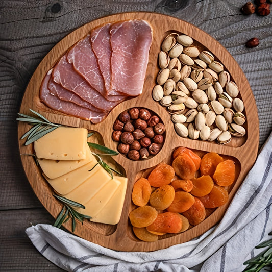 Plateau à Fromage en Bois avec Cinq Compartiments